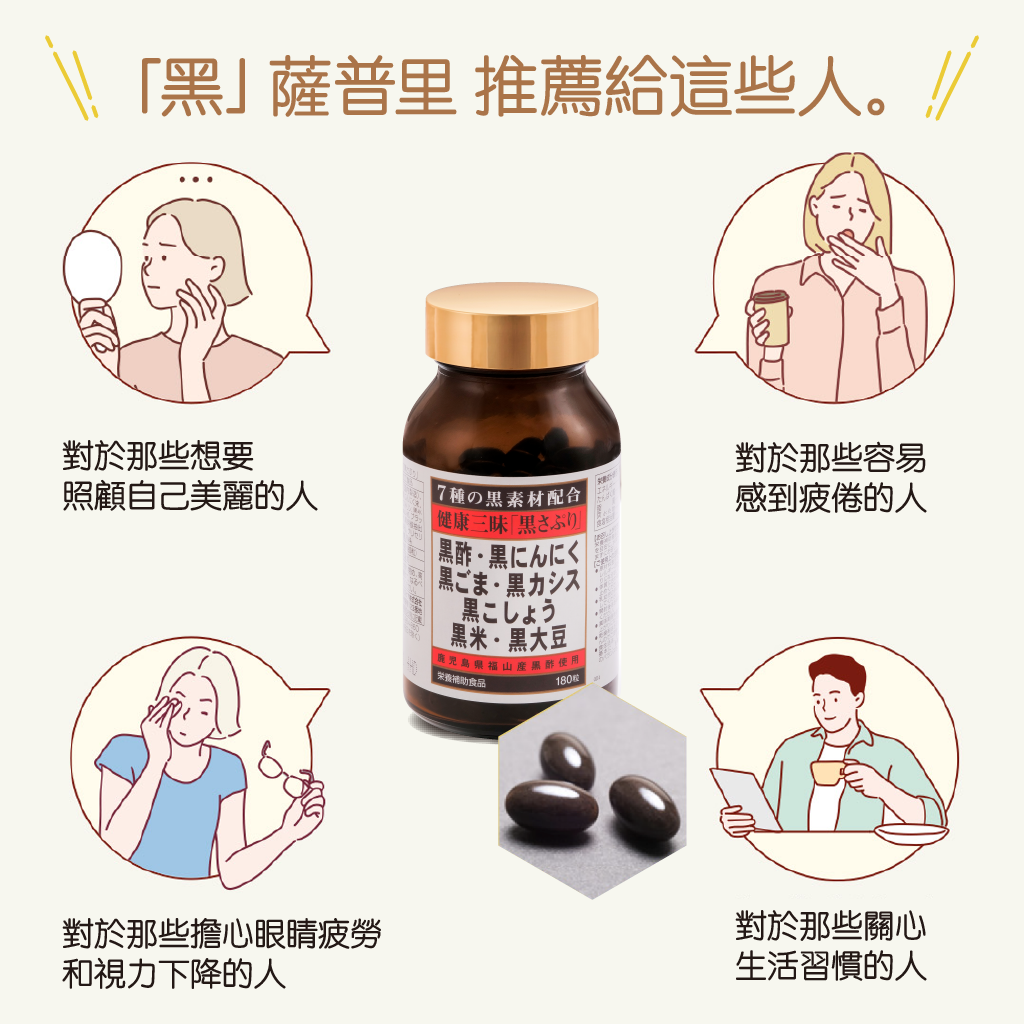 維持一整天充沛活力~健康三昧黑膠囊